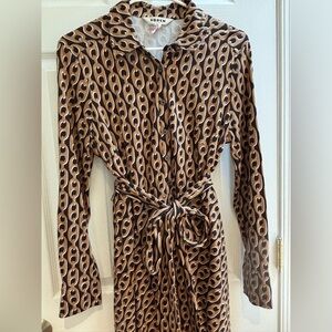 Boden Long Sleeve Dress - Brown and Black Pattern